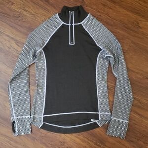 Akini Womens Brown Gray 100% Merino Wool Patterned Sweater Size Large